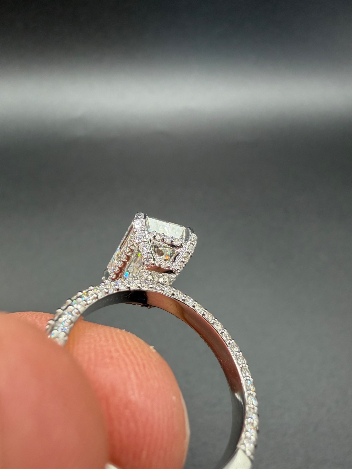 lab created diamond engagement ring 14k white gold