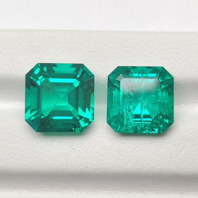 AGL Lab Grown Colombia Emerald Asscher Cut Gemstones with Inclusion for Jewelry