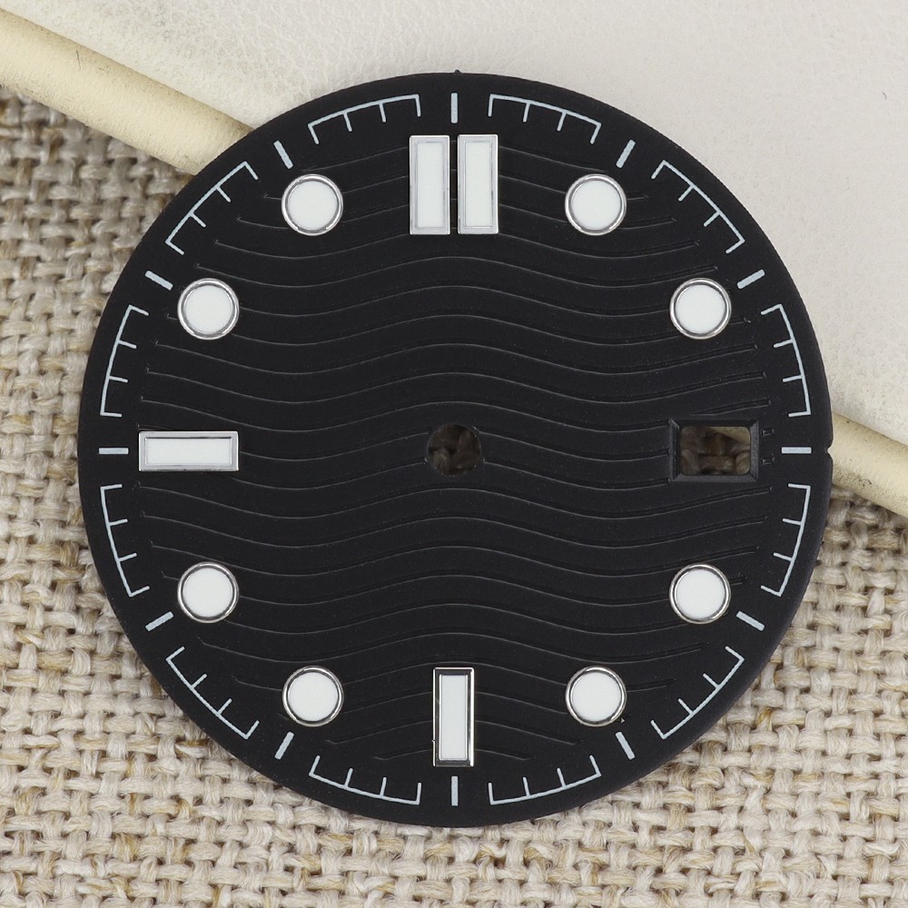 Vintage 30.50mm Wave Pattern Watch Dials Green Luminous for Seiko NH35 Movement