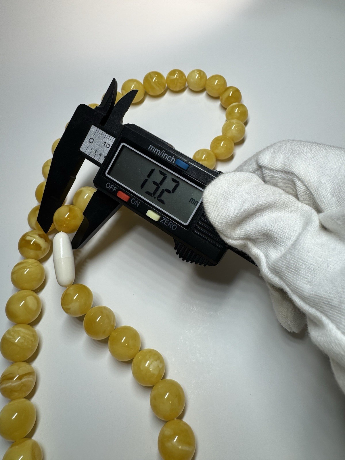 Natural Baltic Amber Butterscotch Necklace Round Beads Creamy61g59cm 14.9-13.2mm