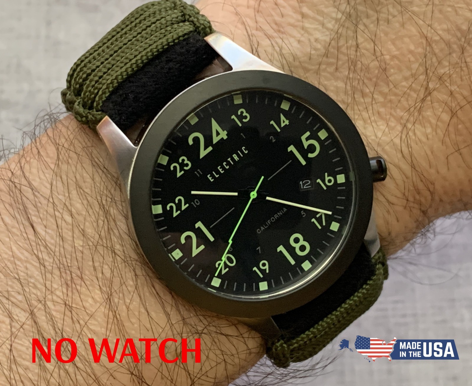 20 22mm Military Green Adjustable Survival Paracord Watch Band Strap Smartwatch