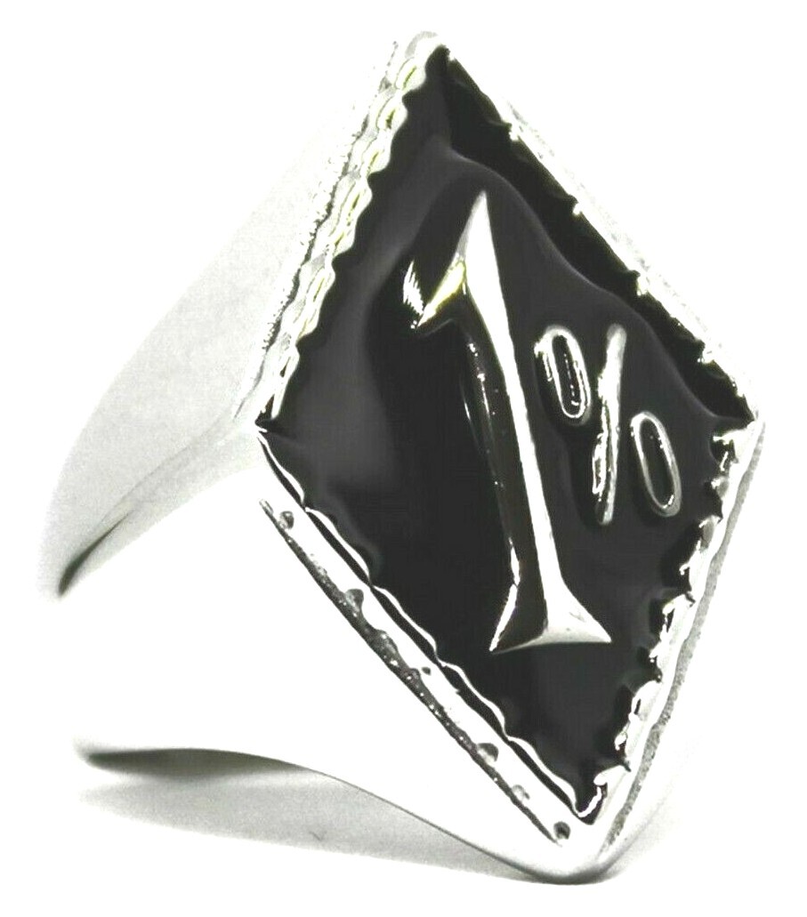 One Percent 1% Outlaw Biker Ring, Stainless Steel Sz 7,8,9,10,11,12,13,14,15