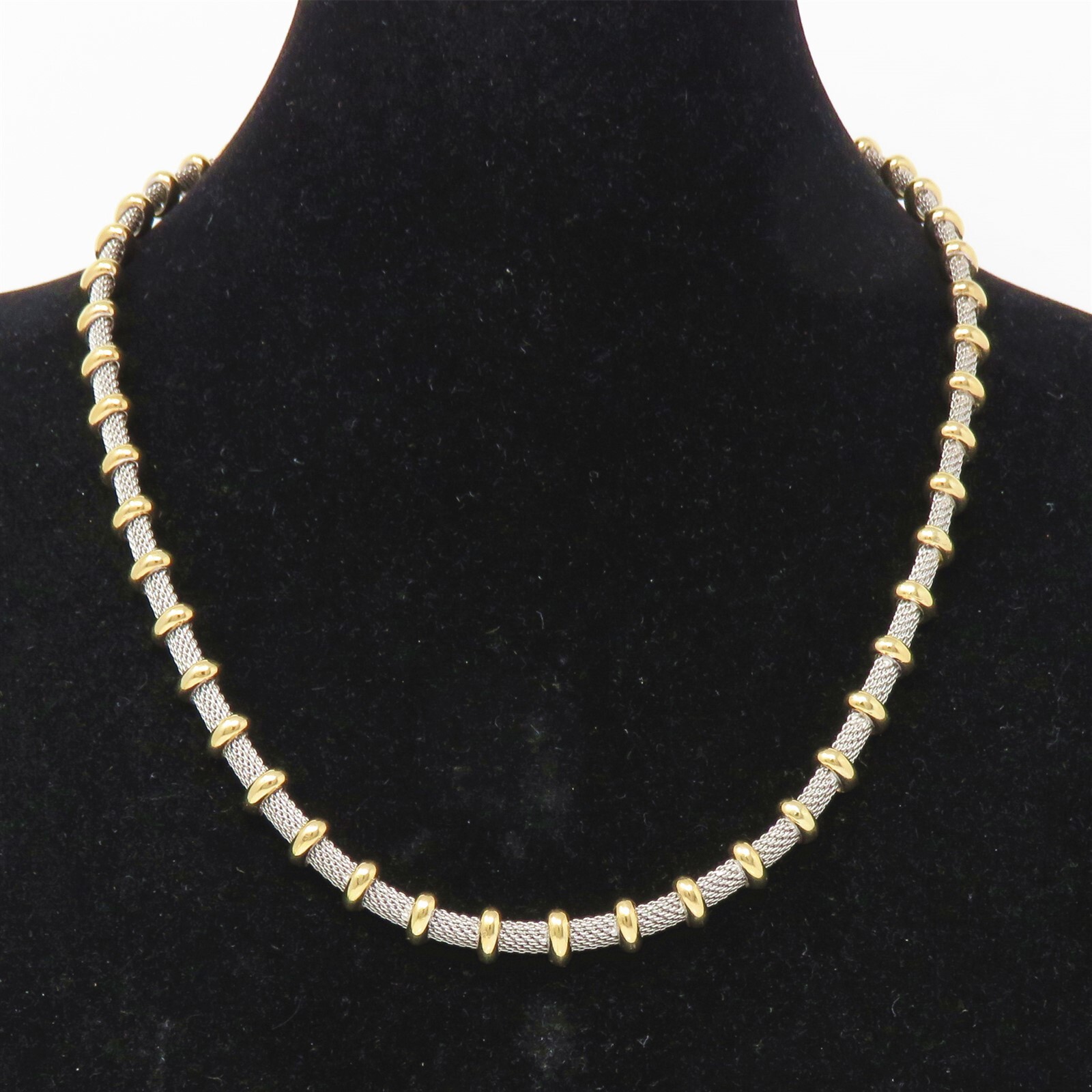 NYJEWEL 14k Two Tone Gold Mesh Necklace 18.5″ 35.4g