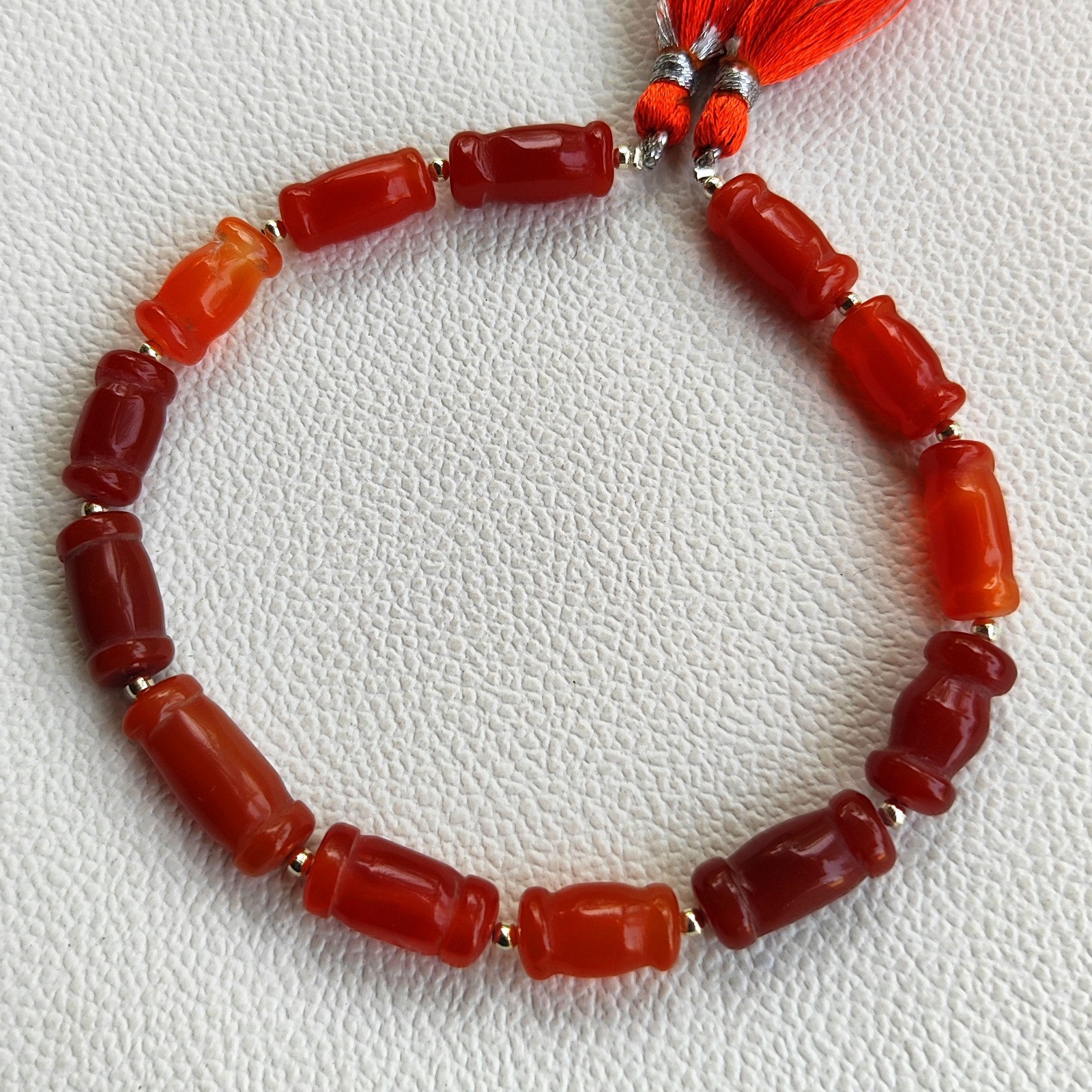 Natural Carnelian Carved Nugget Beads 14-16mm 9″ Strand Orange Gemstone Beads