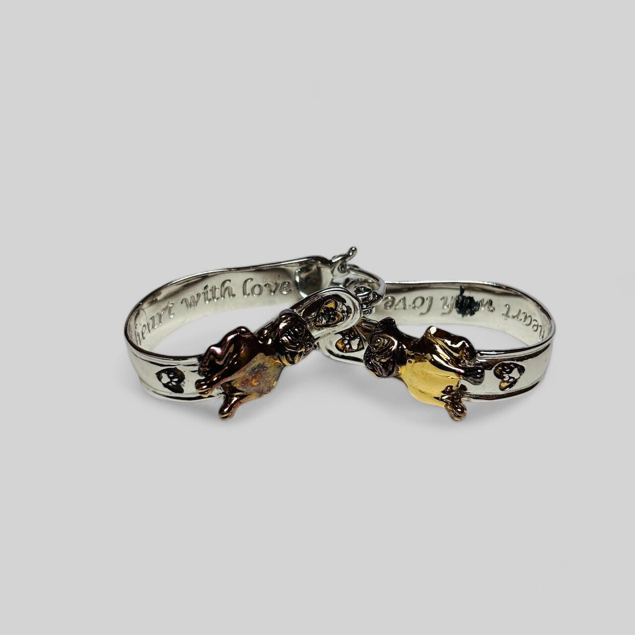 BGE Bradford Exchange Sterling 925 Silver Filigree Pug Hoop Earrings