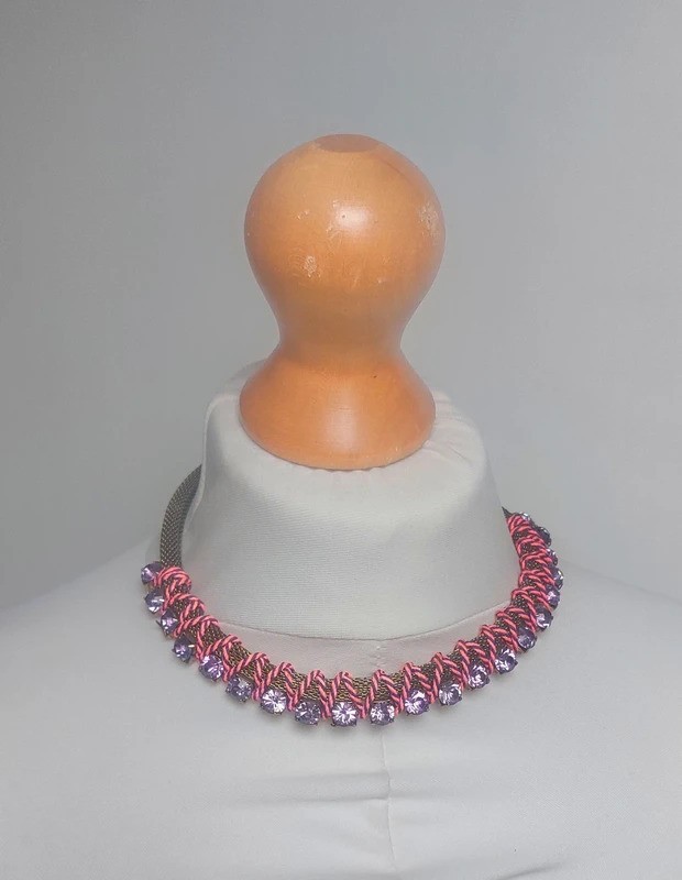 Topshop Freedom Statement Necklace | Pink & Purple Gem short collar Necklace
