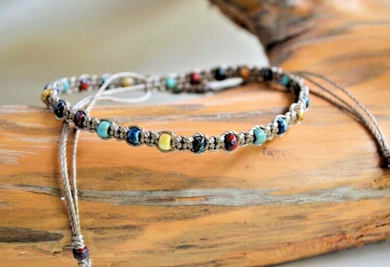 Multi-color Anklet Ankle Bracelet Bead Ankle Bracelet Macrame Body Jewlery Yevga
