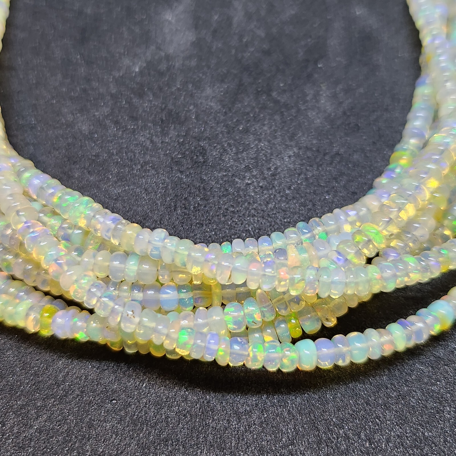 Combo AAA+ Welo 48 CTW Opal Rondell beaded necklace & Bracelet, Sterling silver