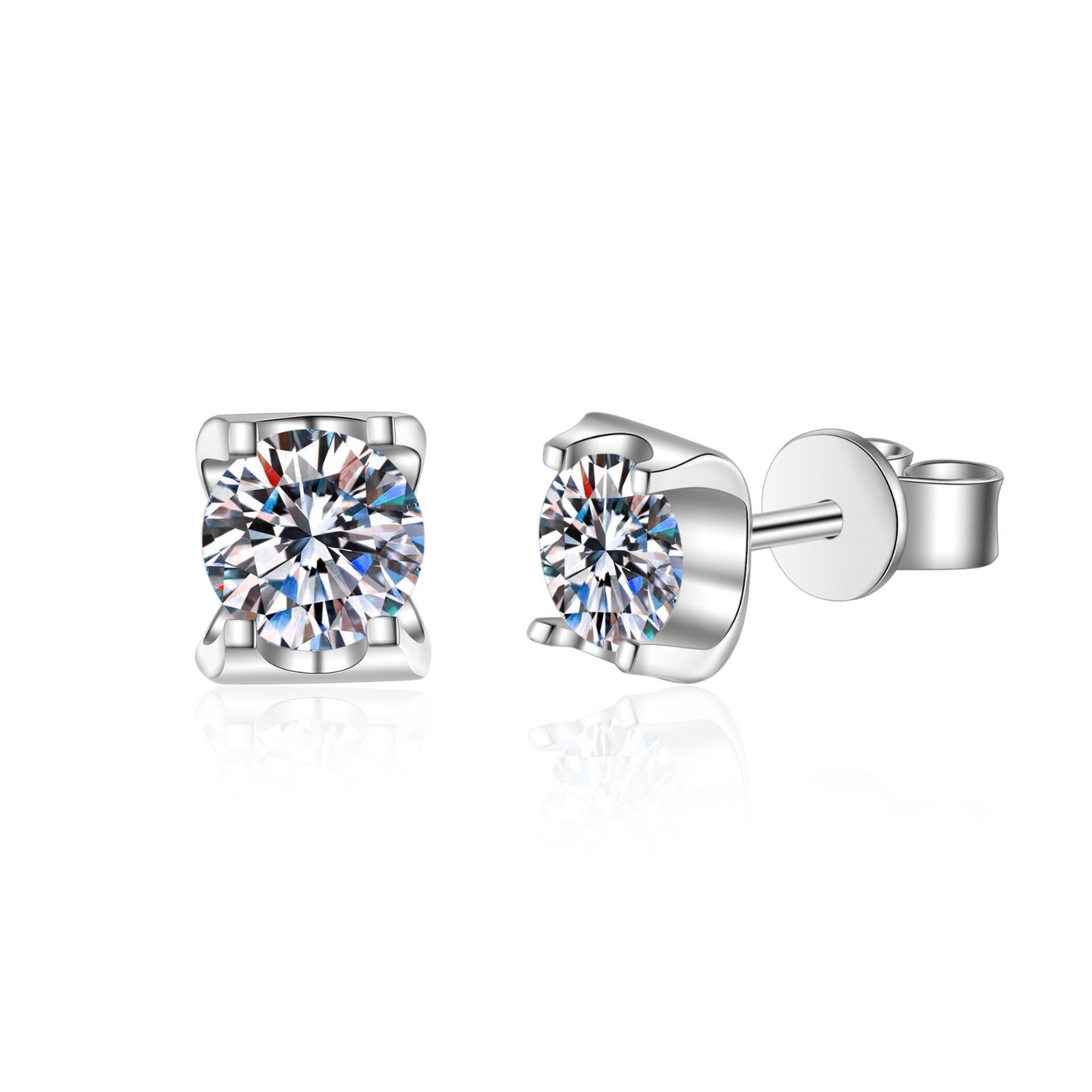 MEN 2Ct Brilliant Cut Moissanite OX Stud Earrings Solid 925 Sterling Silver