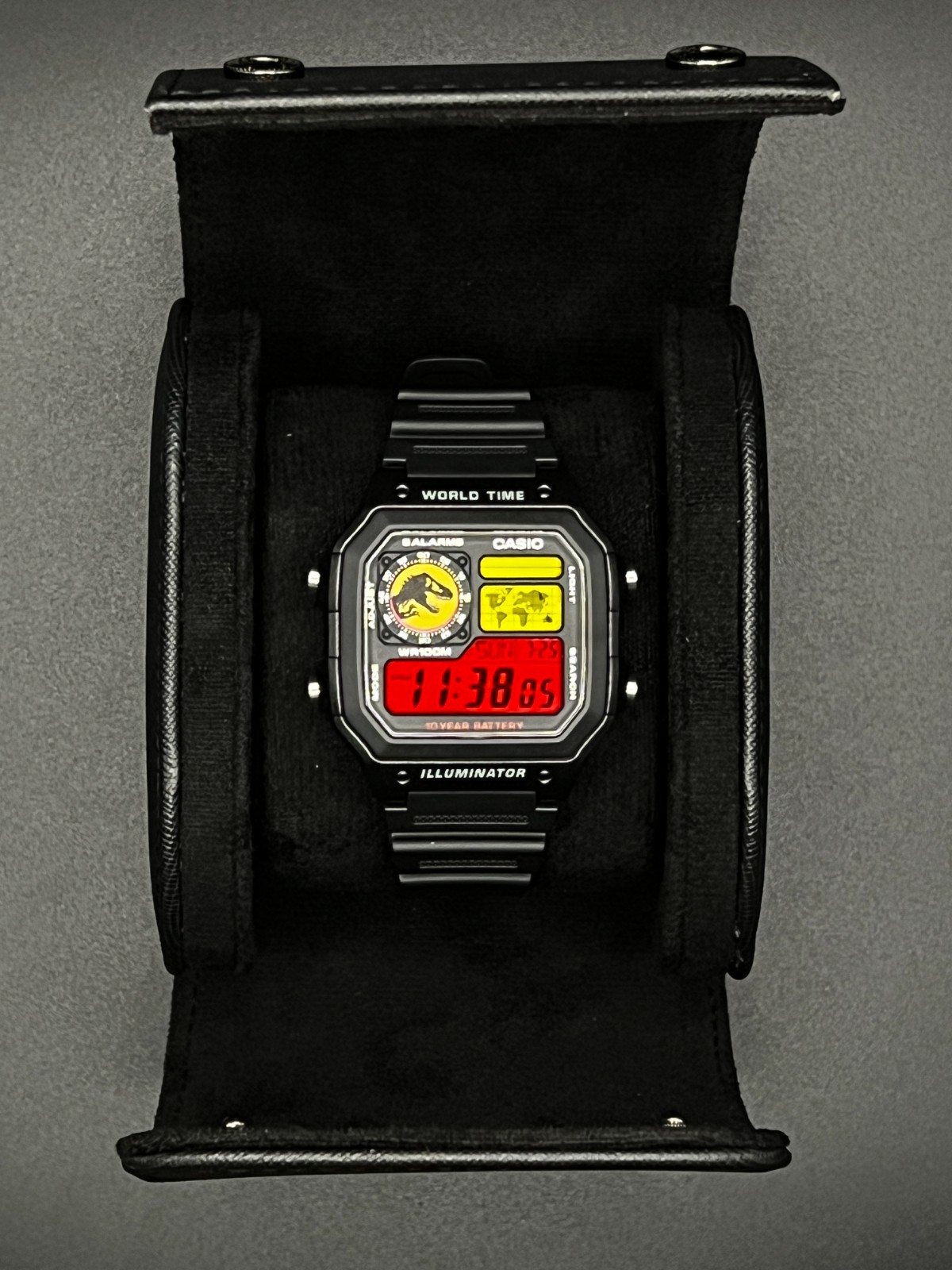 “Jurassic” | 🦖🔴🟡 | Custom CASIO AE-1200WHD | World Time | Royale | Watch MOD