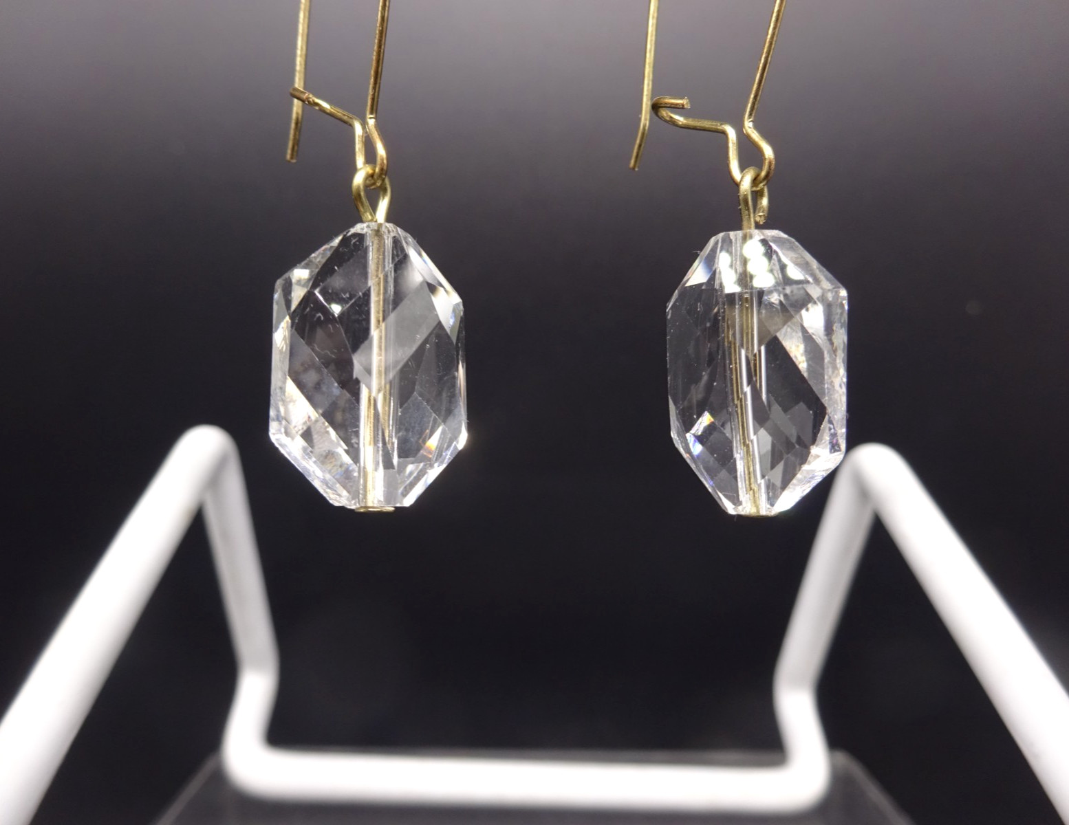 Clear Drop Earrings, Crystal is approx 3/4″ in length