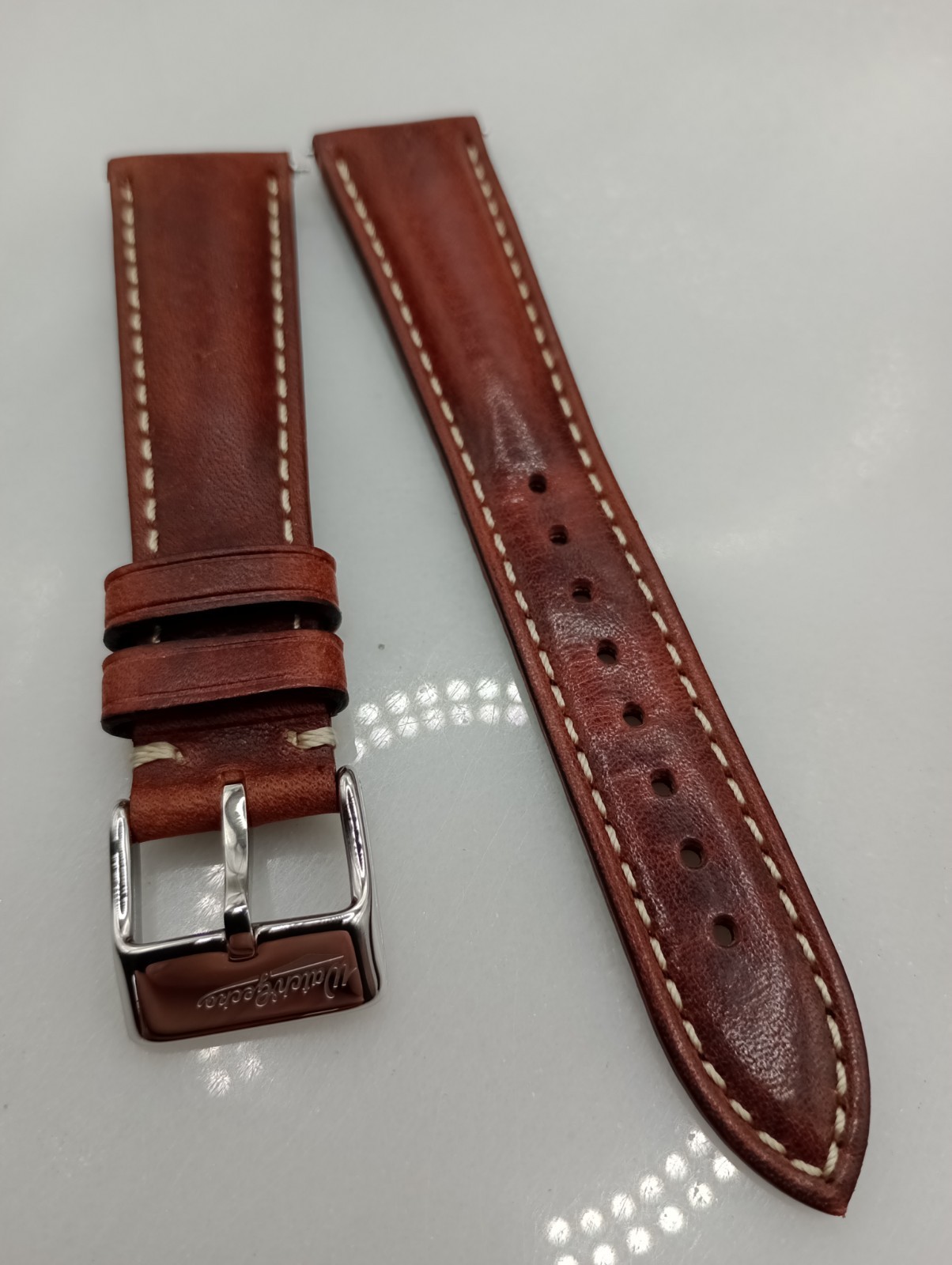 New Watchgecko Highley 20mm Italian Leather Handmade Brown Watch Strap 6B382