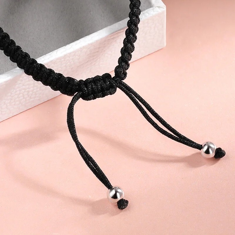 Real Round Moissanite Adjustable Braided-Rope Bracelet Chain 925 Sterling Silver