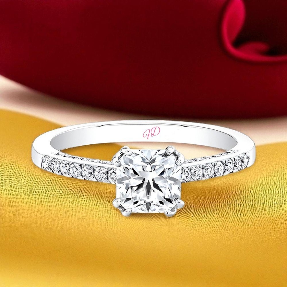 Diamond Ring Wedding Gold Lab Grown 14k White Cushion Cut IGI Womens 1.31 Carat