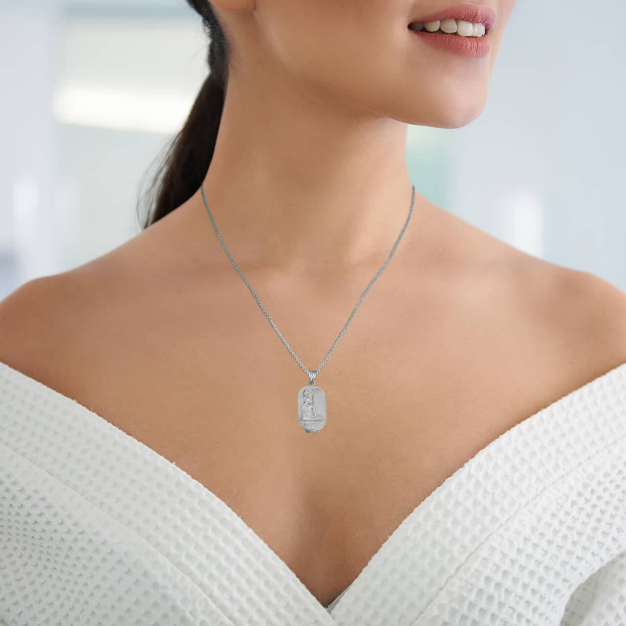 Silver Bastet Egyptian Goddess of Love, Beauty, and Protection Pendant Necklace