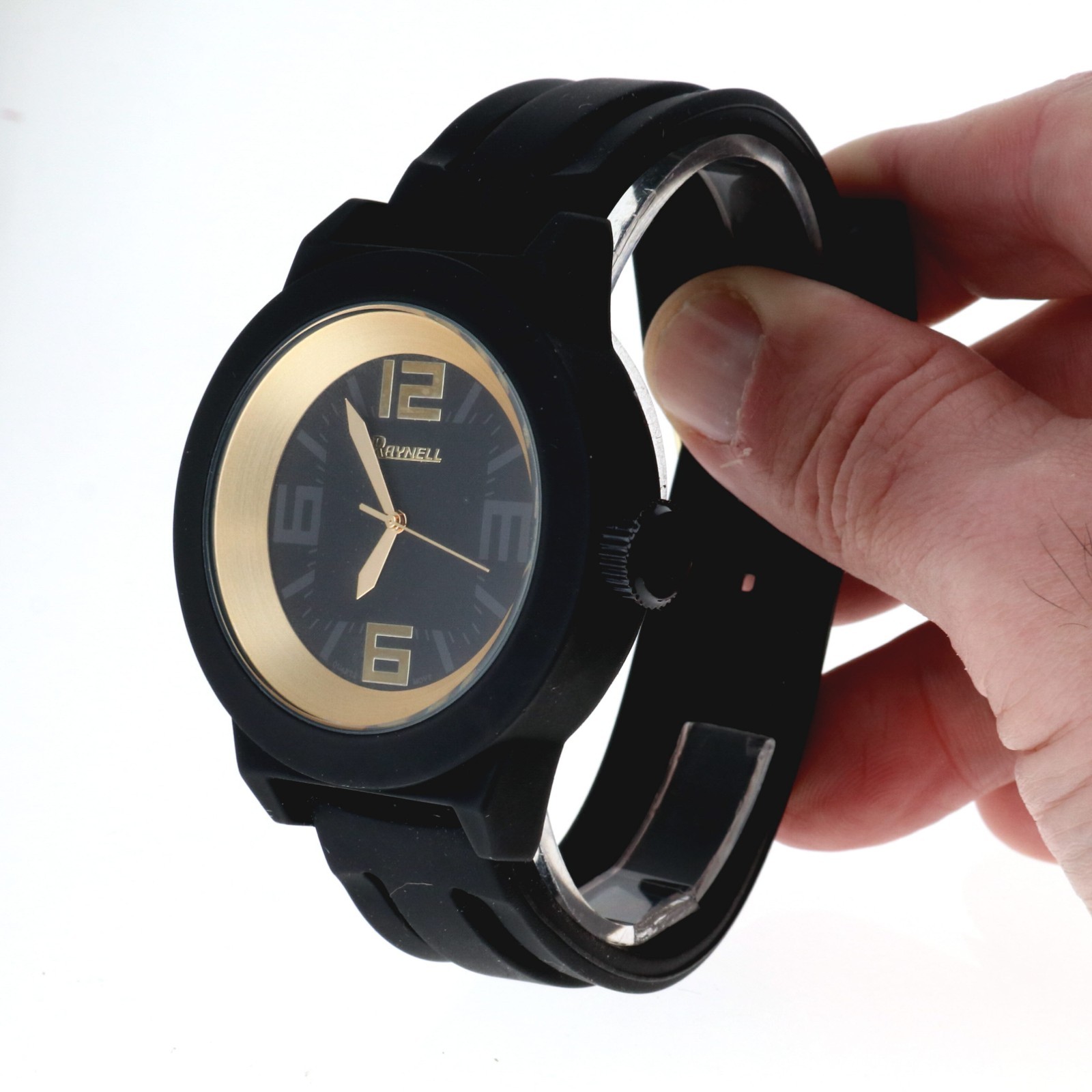 Men’s Raynell Designer Style Black Matt Finish Bezel Black Silicone Band 50mm