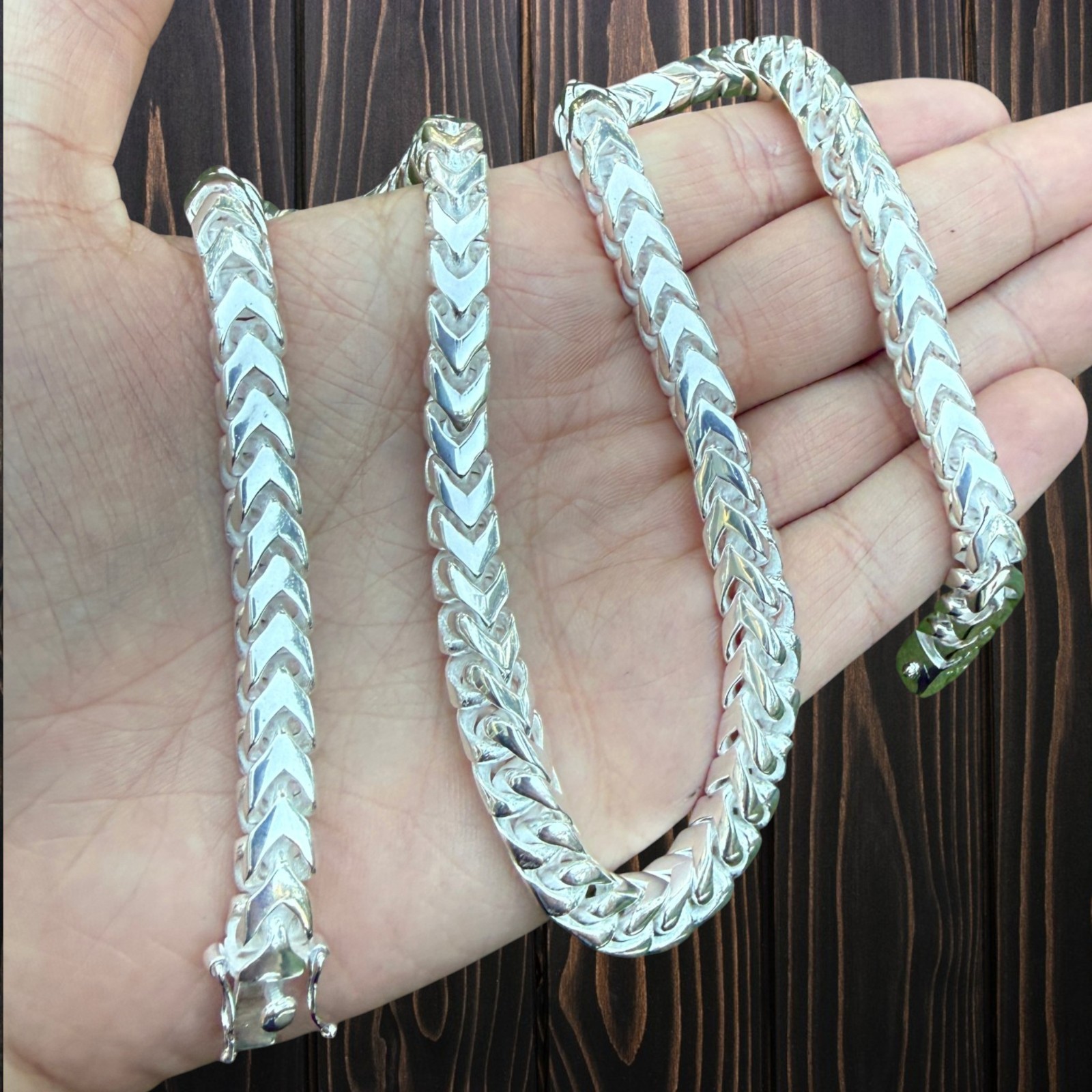 8mm Box Franco Chain Necklace – Solid 925 Sterling Silver Or Oxidized Rhodium