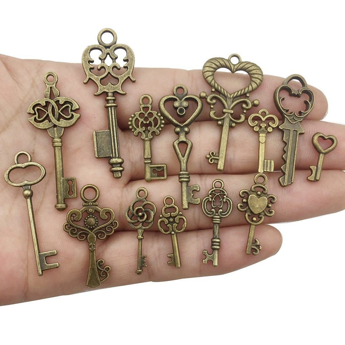 Youdiyla Vintage Skeleton Key in Antique Bronze 2.8 inches, 46 Keys
