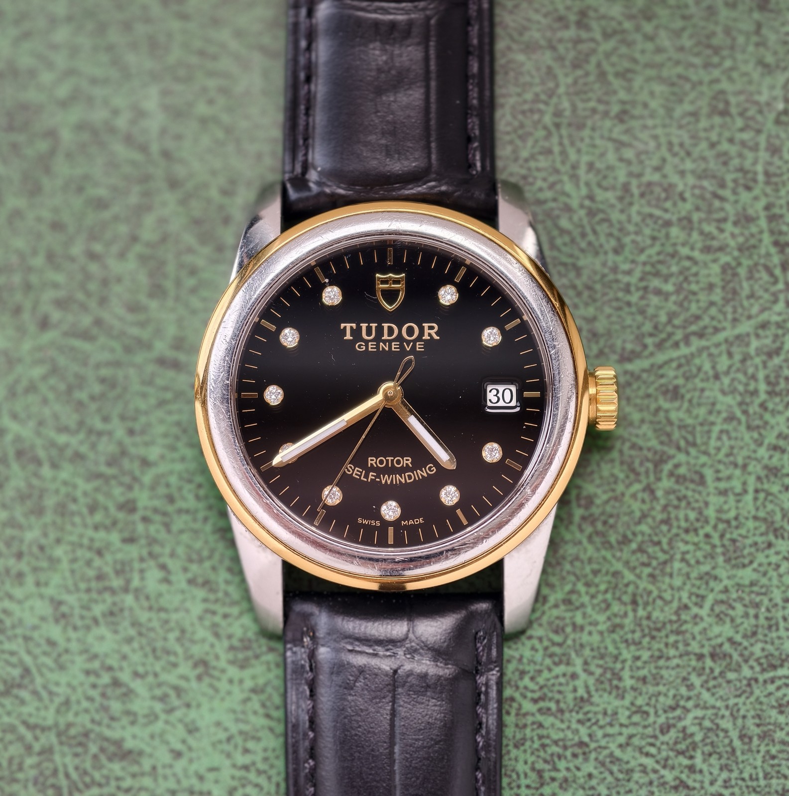 Tudor Black Dial Glamour M55003-0037 Men’s Watch Automatic 35.8mm Date Gilding