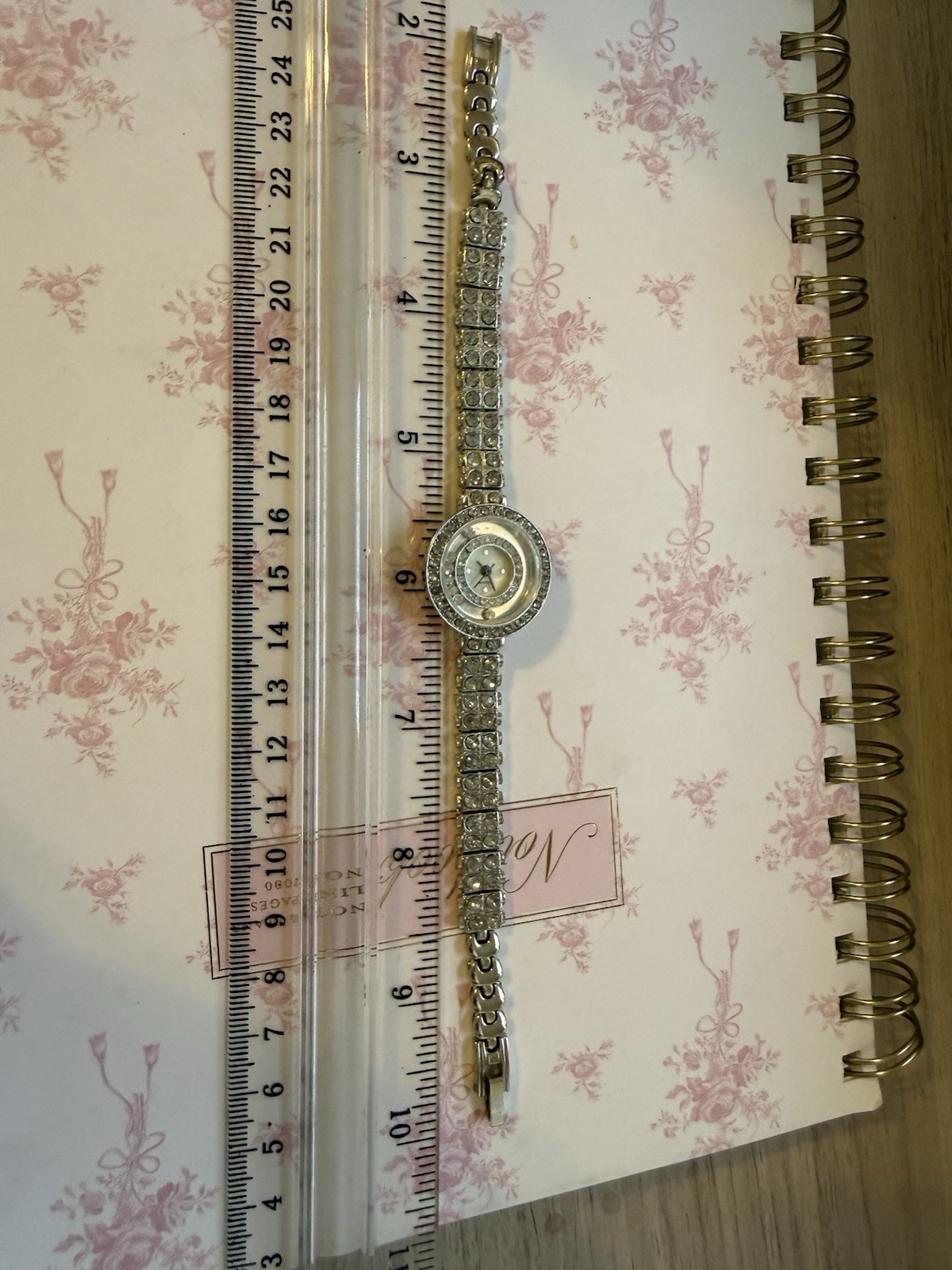 Accutime Watch Corp BN702 Silver Tone Rhinestone Quartz Dress Watch NEW