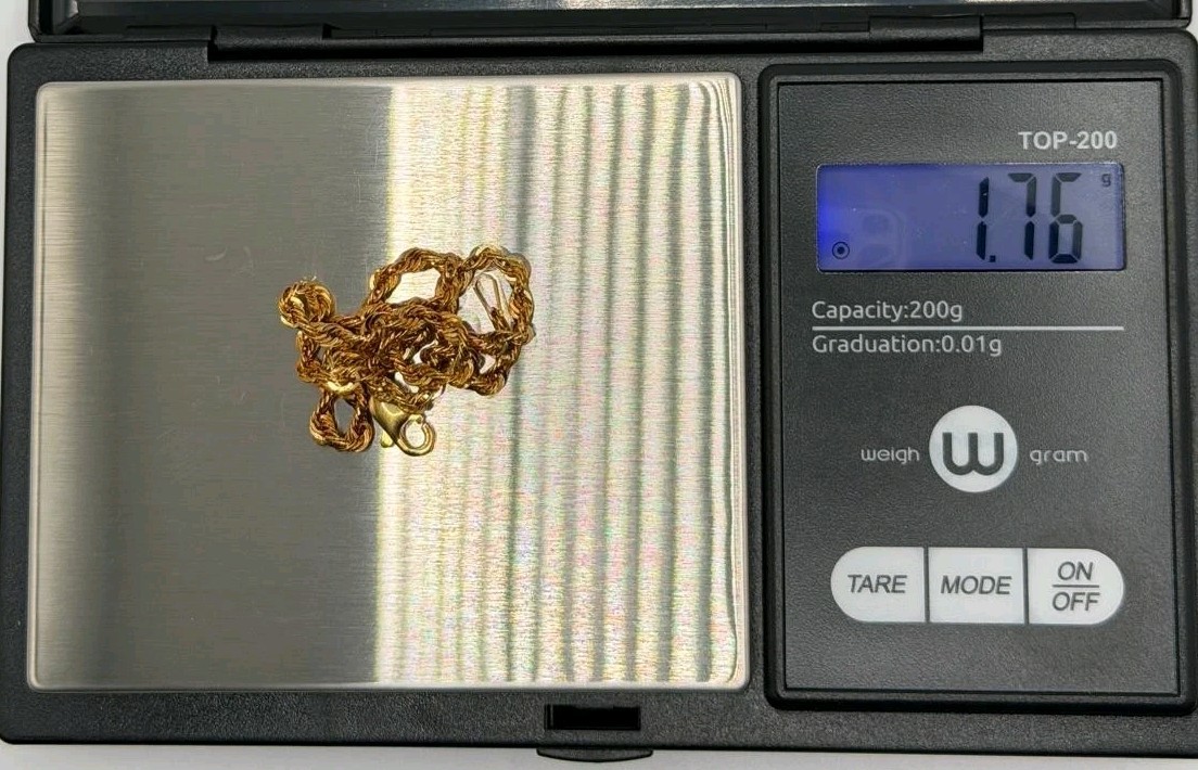 10K Solid Gold Rope Bracelet 2.5mm 8.68″ / Pulsera Oro Sólido 10K 22 cm