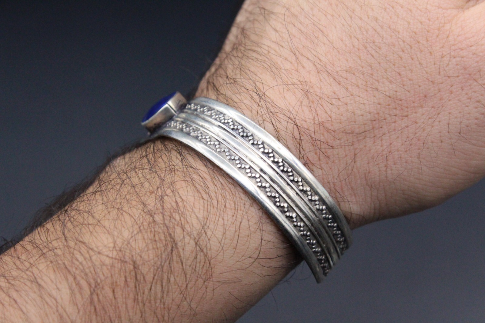 Afghan Bracelet, Lapis Lazuli Stones Bracelet, Cuff Alpaka Kuchi Boho Bracelet