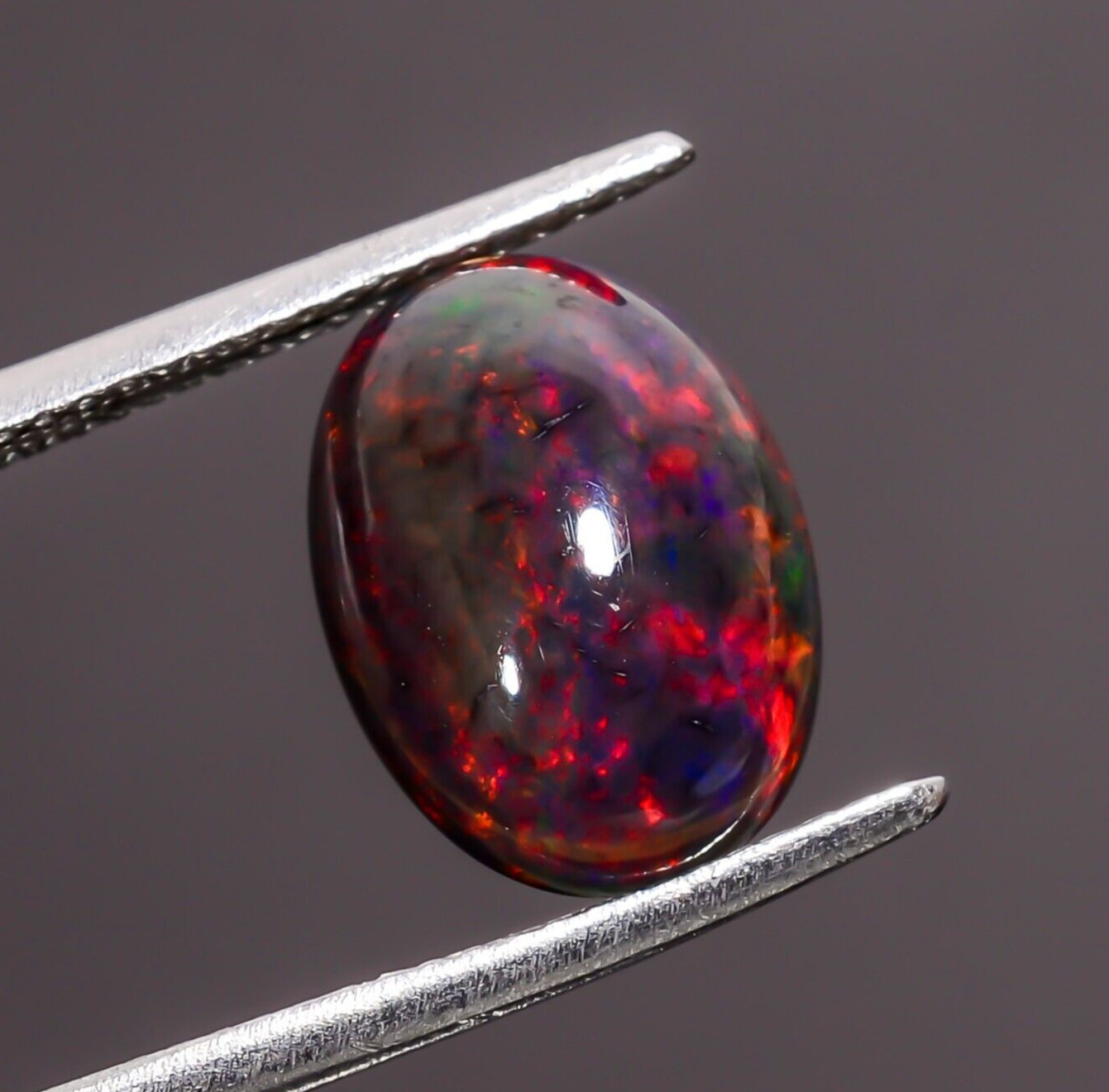 2.50 Cts Natural Black Ethiopian Opal Oval Cabochon Loose Gemstone 12X9X5 mm