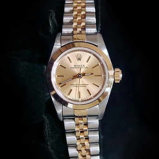 Lady Rolex 2Tone 18K Gold/Stainless Steel Oyster Perpetual Watch Champagne 67183