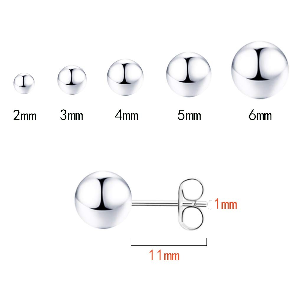 Small Silver Stud Earrings for Women: Hypoallergenic Sterling Silver Round Ba…