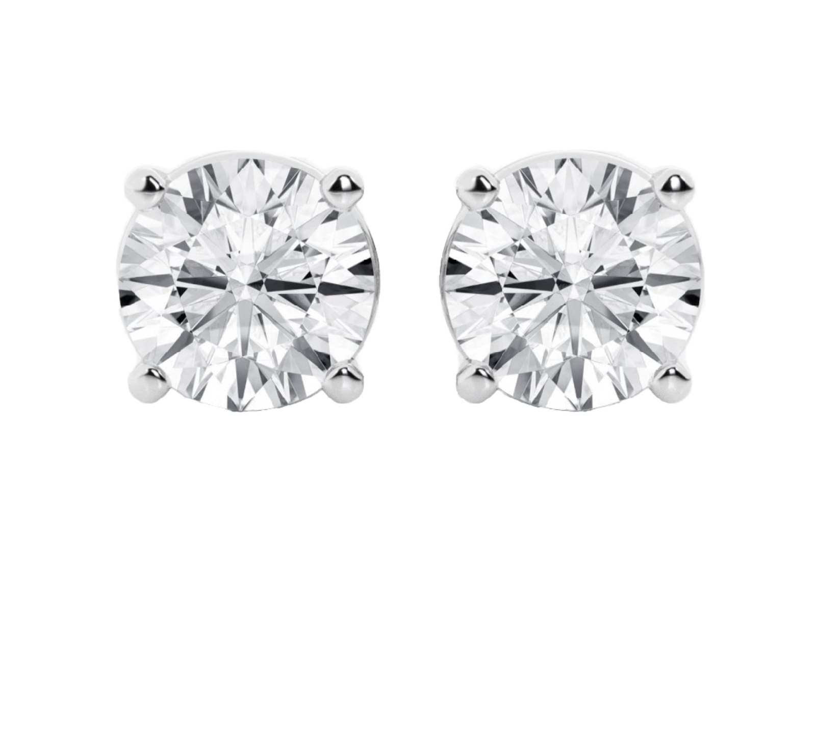 3.00 Ct Round Cut VVS1/D Lab Created Stud Earrings 14k White Gold 7mm Push Back