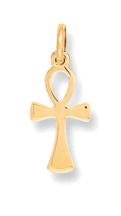Ankh Cross Pendant 9ct Yellow Gold Anch Key of Life Womens Jewellery