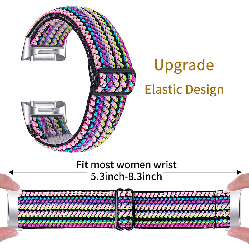 For Fitbit Charge 5 Replacement Band Bohemia Woven Nylon Elastic Strap Band