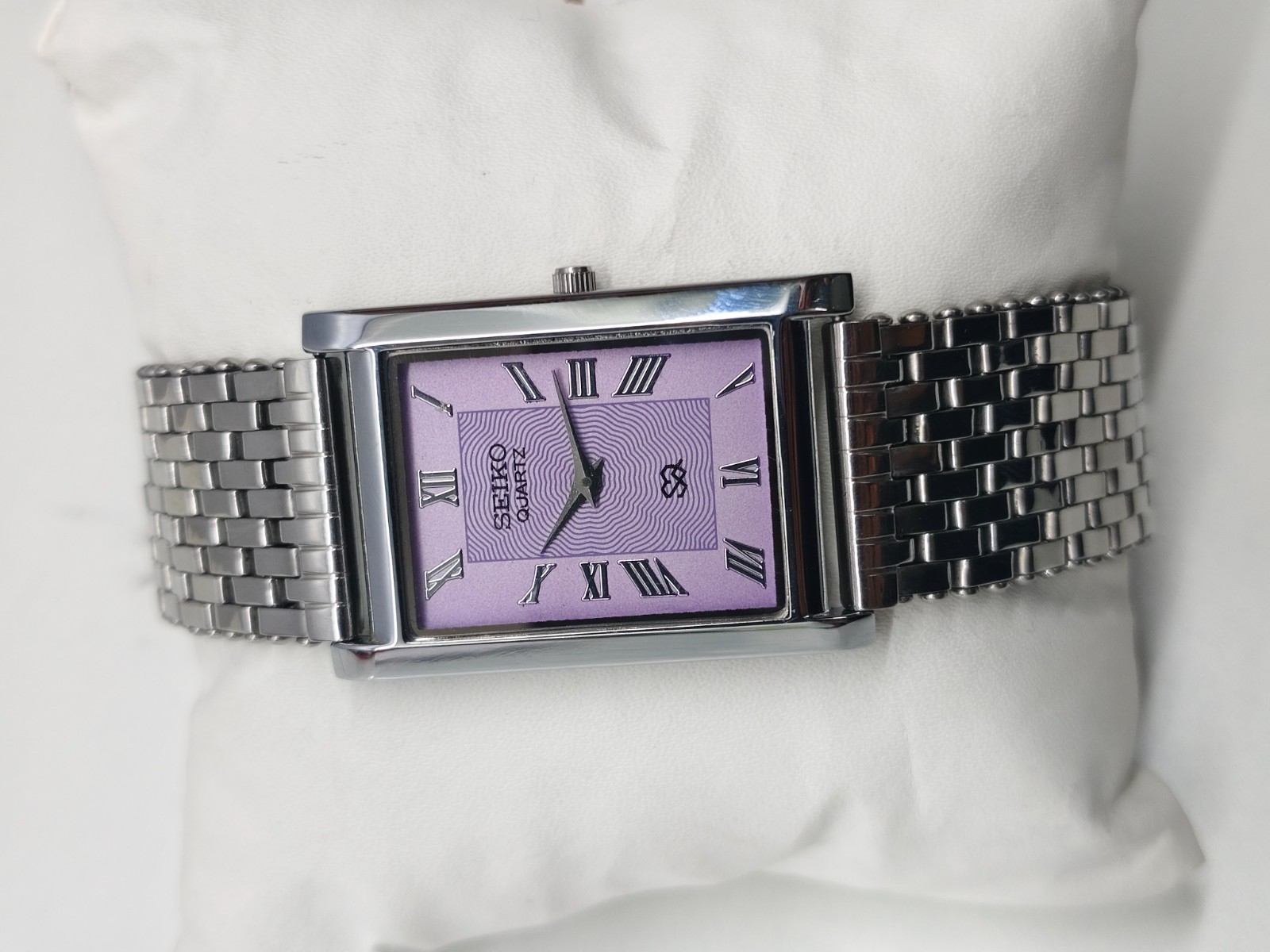 Vintage Refurbished Seiko Slim Tank Purple Quartz Japan Men s Wrist Watch