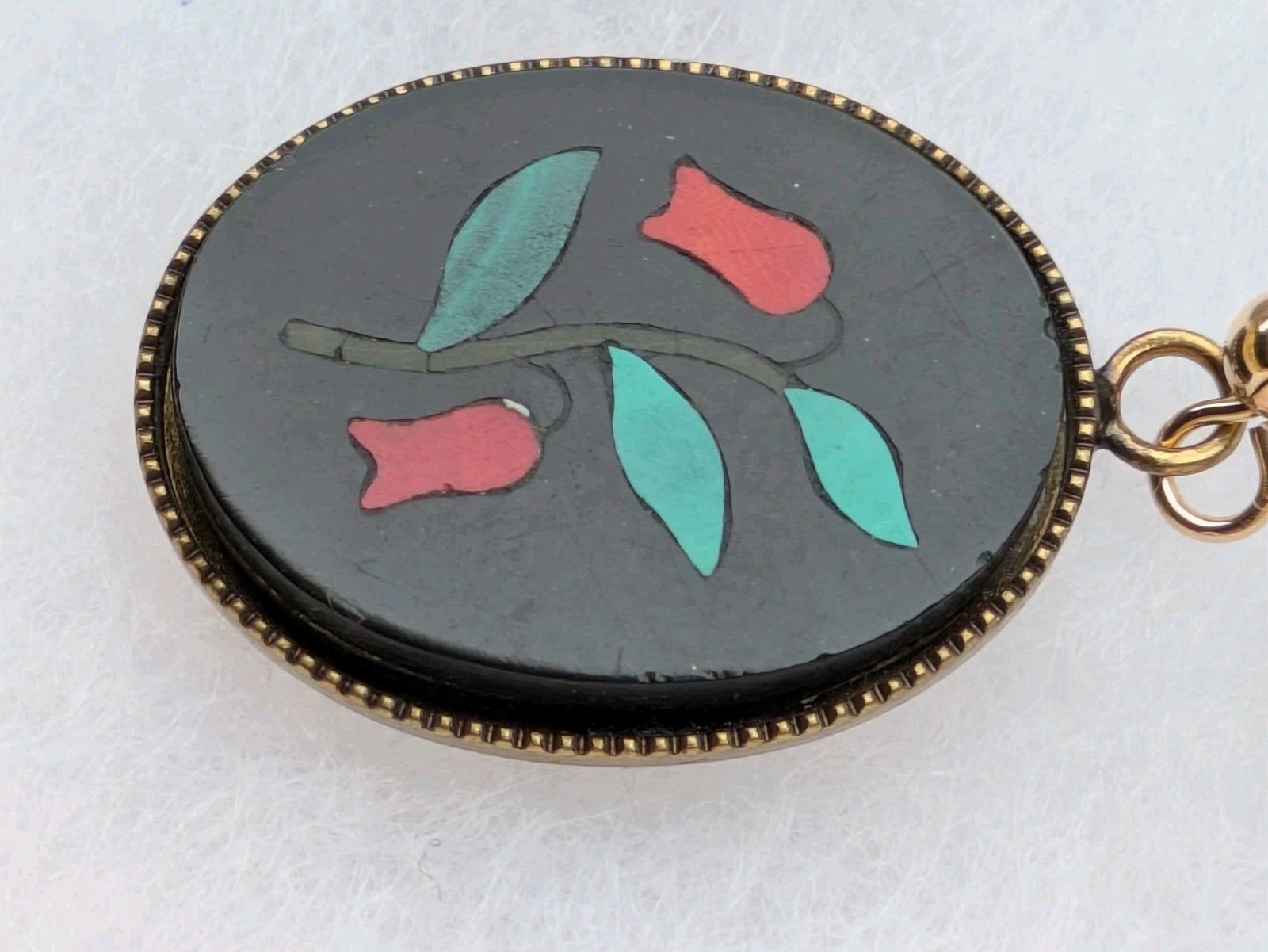 Pietra Dura Pierced Earrings – Made w/ Antique Italian Plaques, 14k GF Hooks C15