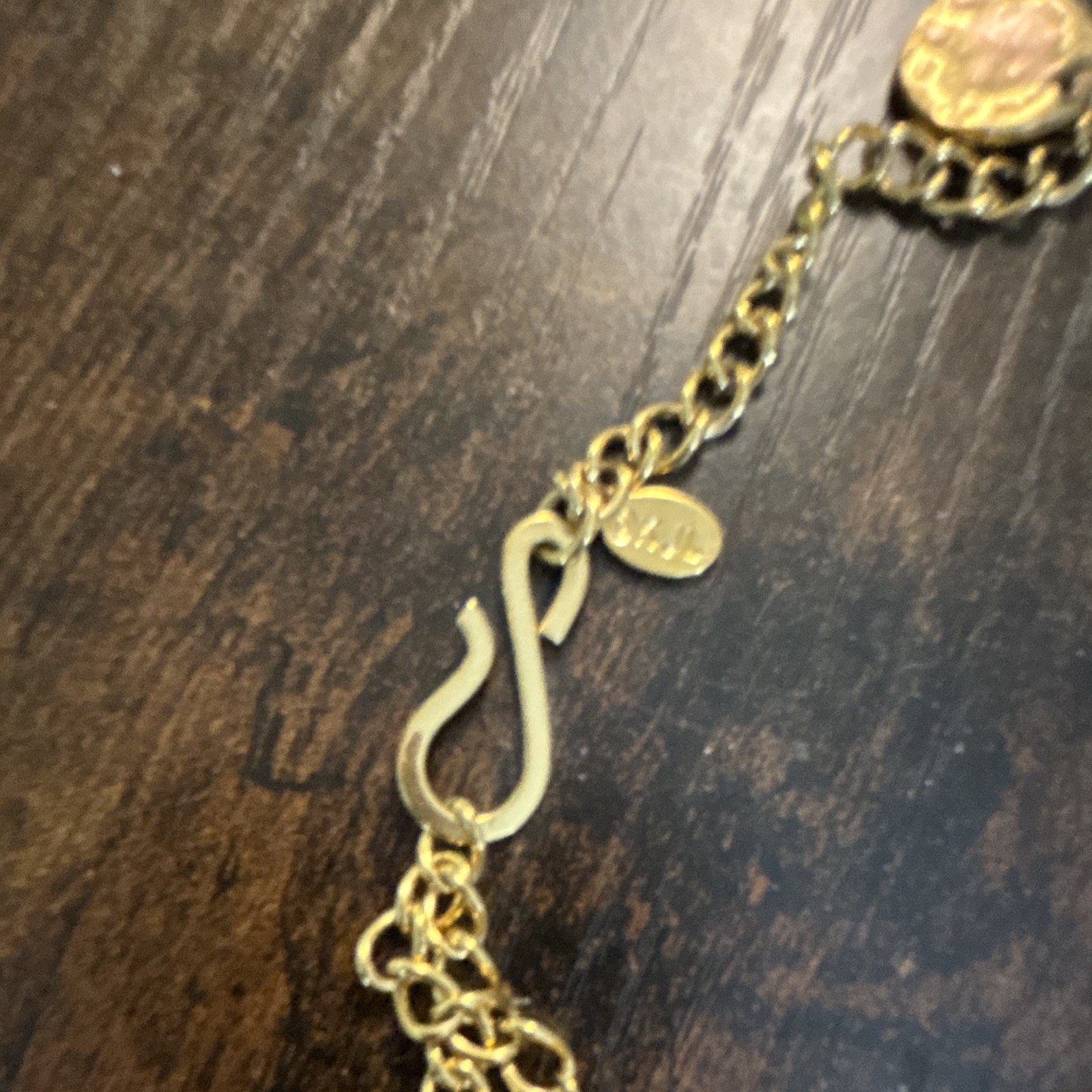KJL Signed Multicolor Layered Cable Chain Coin Disc Charm Necklace Hook (35 in)