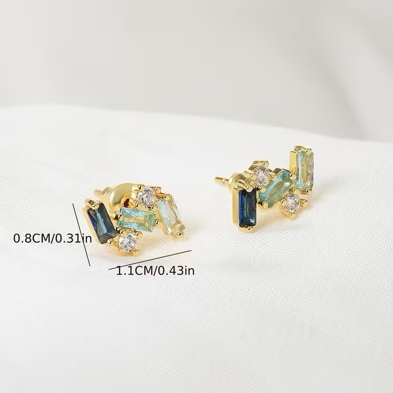 Art Deco Geometric Crystal Museum Missoma Modern Art Earrings Gold Stud CZ Boho