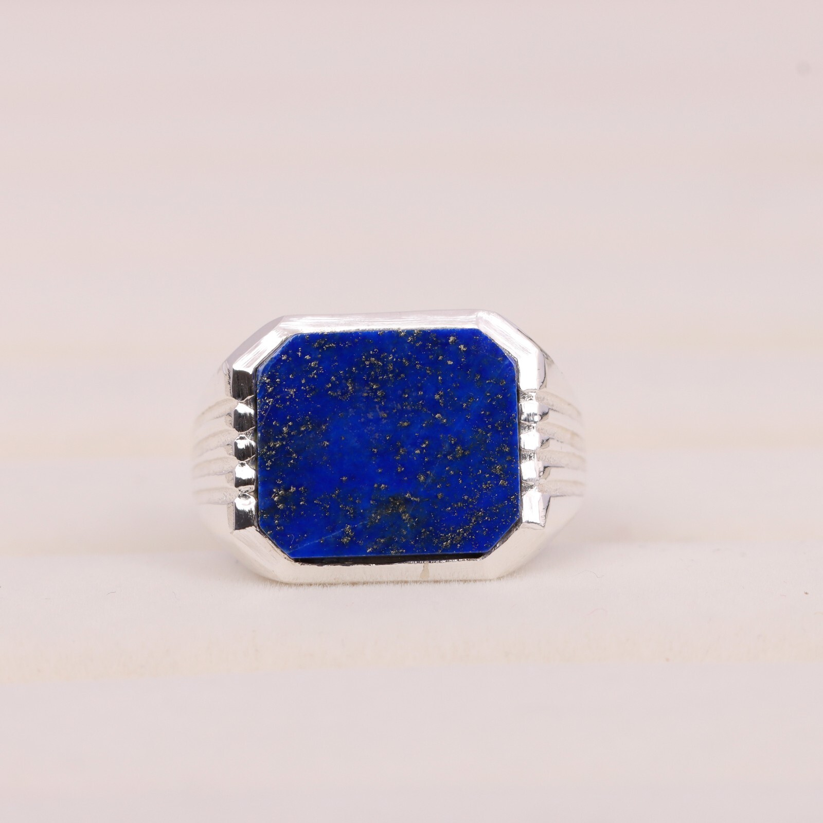 Lapis Lazuli Men’s Ring, Sterling Silver Signet Ring, Handmade Gemstone Jewelry