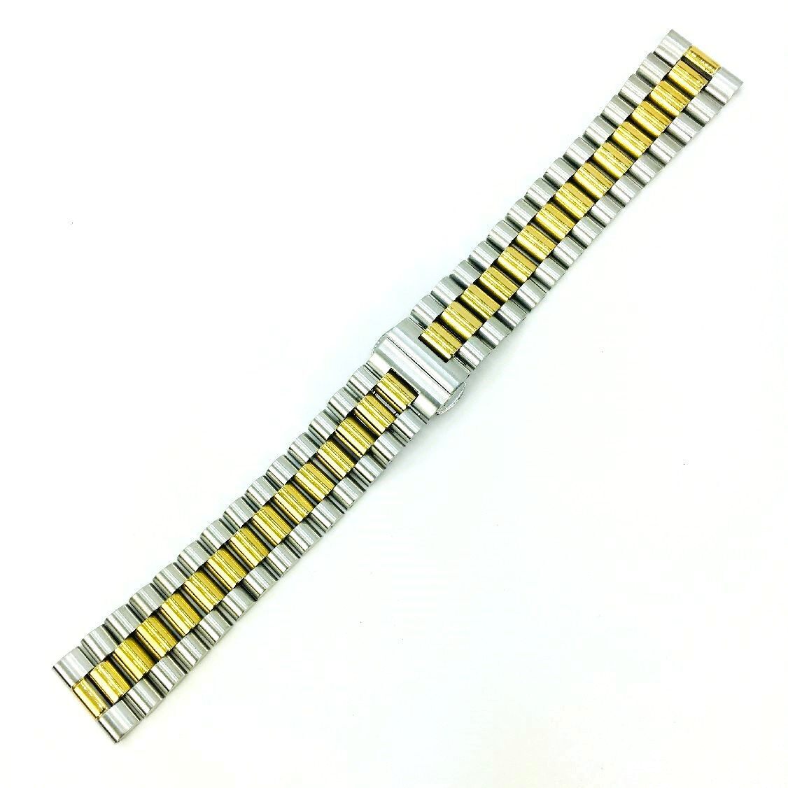 President Style Two Tone Gold Metal Watch Band 13mm 15mm 17mm 19mm 21mm #7055