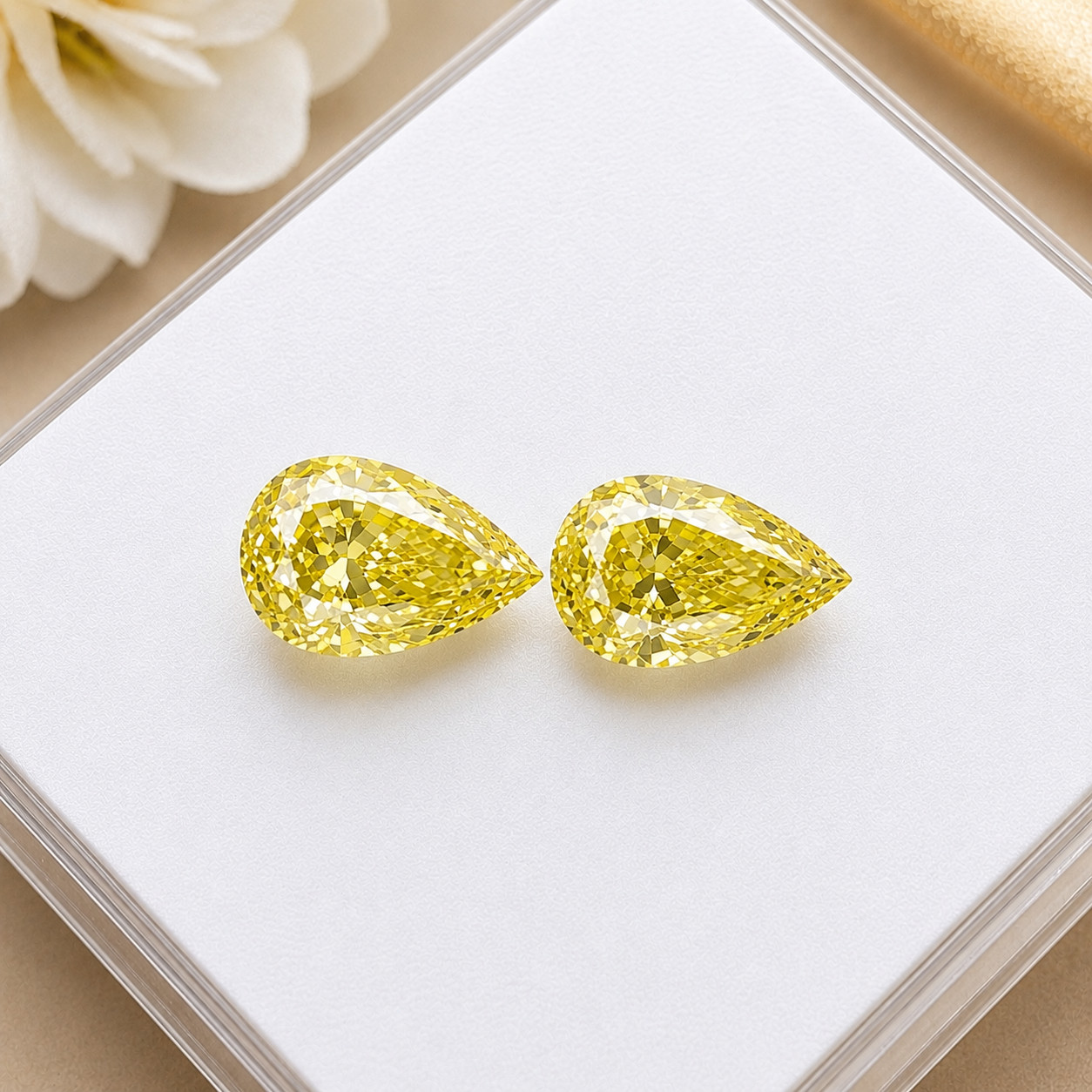 1 pair fancy yellow color pear Cut 6×8 mm VVS1 Premium Quality Loose Gemstone