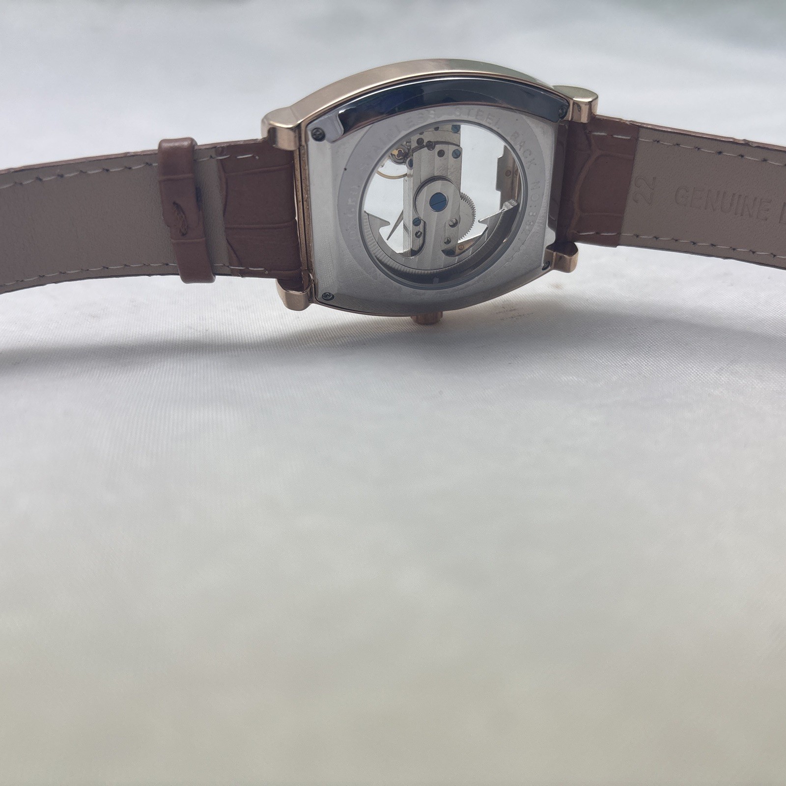 Longbo Men’s Automatic Watch with Leather Strap – Rose/Brown