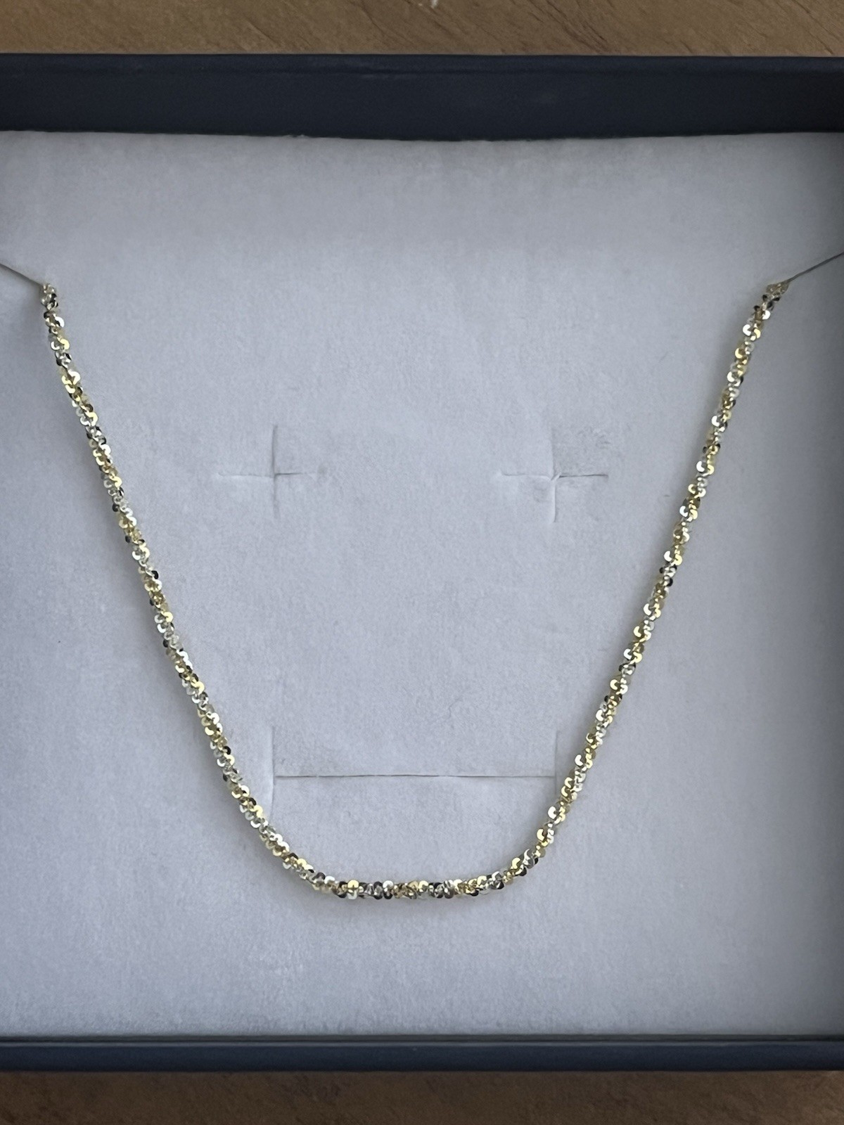 925 Sterling Silver Bi Color Margarita Twist Necklace 24” Length