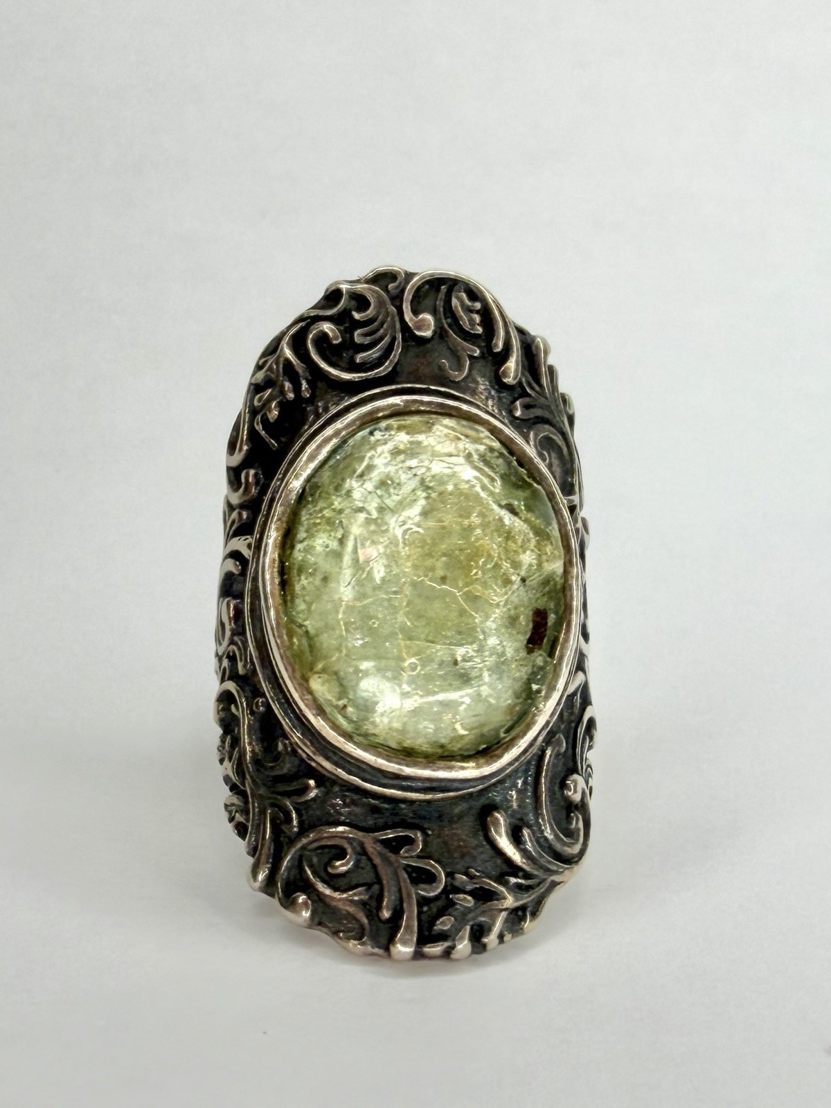PZ Paz Creations Israel Sterling Silver Roman Glass Ring Sz 5