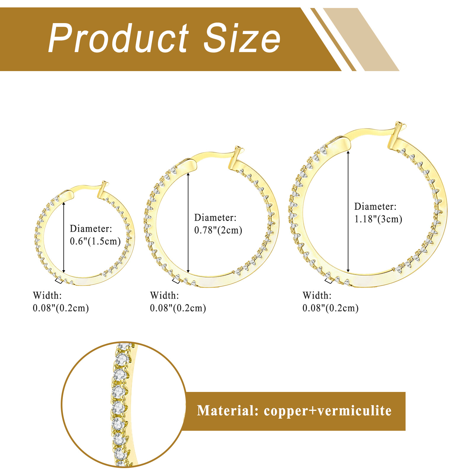 Delicate Women Earrings Jewelry Stainless Steel Huggie Hoop CZ Ear Studs 15-30MM