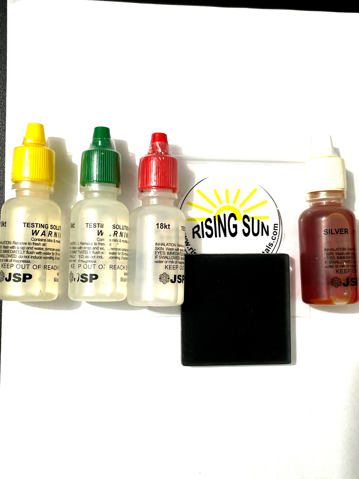 JSP Gold Testing Acid 10K 14K 18K+ Silver Test Kit Scratch stone & Neutralizer
