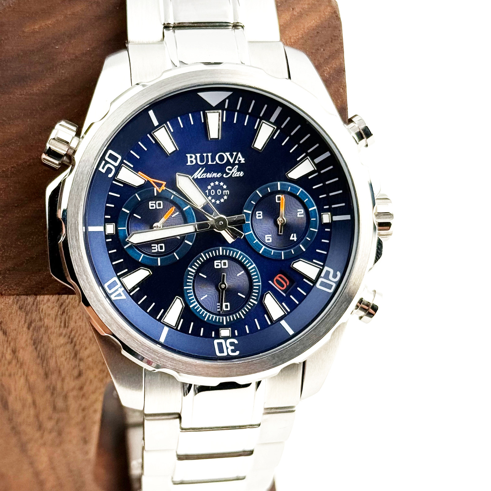 Bulova 96B256 Men’s Marine Star Watch Blue Dial Six-hand Sports Chronograph