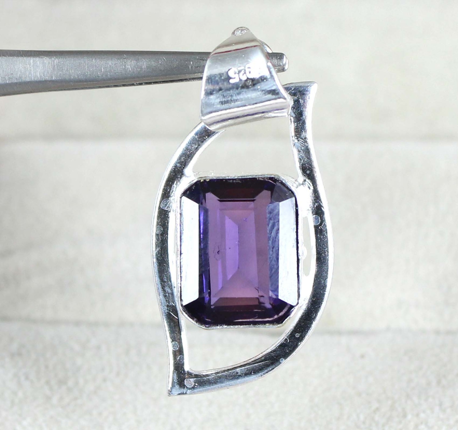 11.67 Ct Natural Boysenberry Sapphire Emerald Cut Gemstone Men’s Wedding Pendant