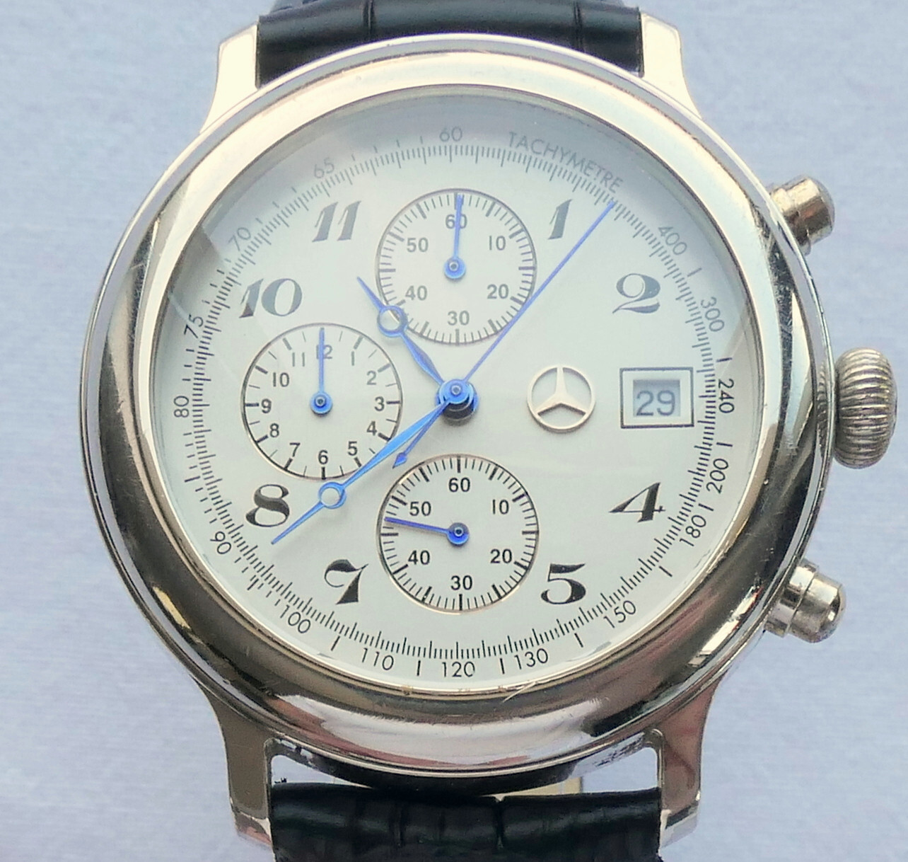 Mercedes Benz Classic 925 Sterling Silver Car Accessory Luxury Chronograph Watch