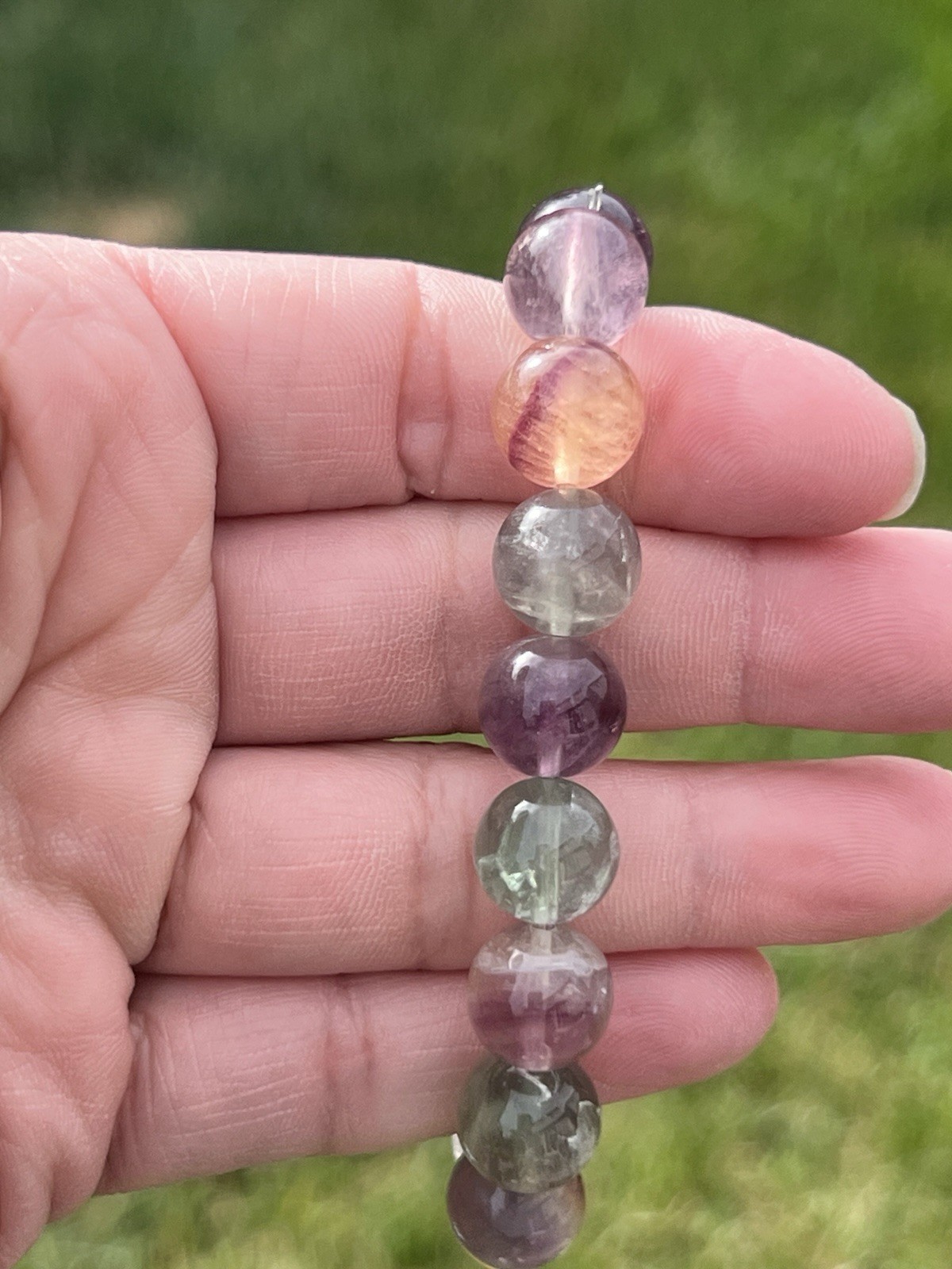 Rainbow Fluorite Beaded Bracelet – Stretchable (11 mm)