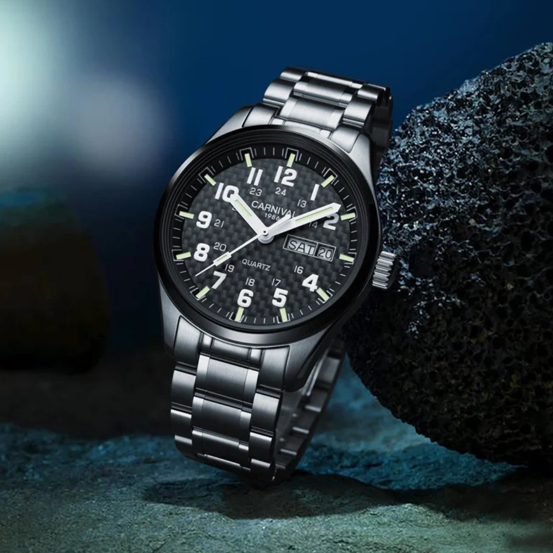 CARNIVAL Luxury Men’s Quartz Watch Luminous 3Bar Waterproof Stainless Steel