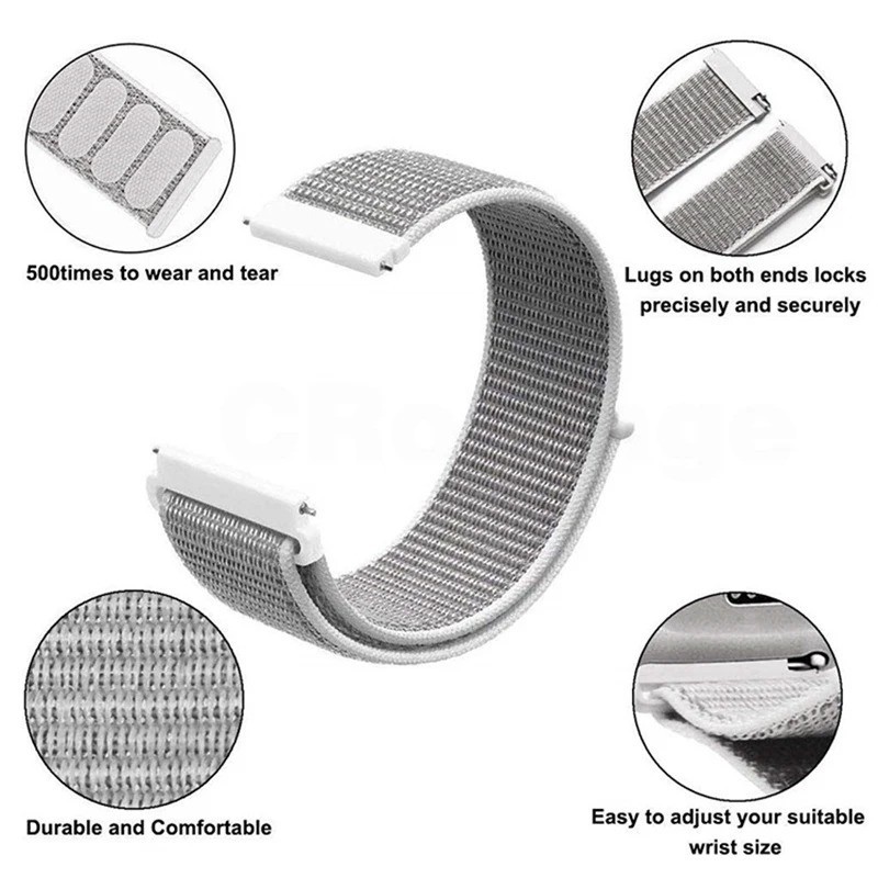 20mm 22mm Woven Nylon Sport Loop Watch Band Strap W/ Quick Release Spring Pins